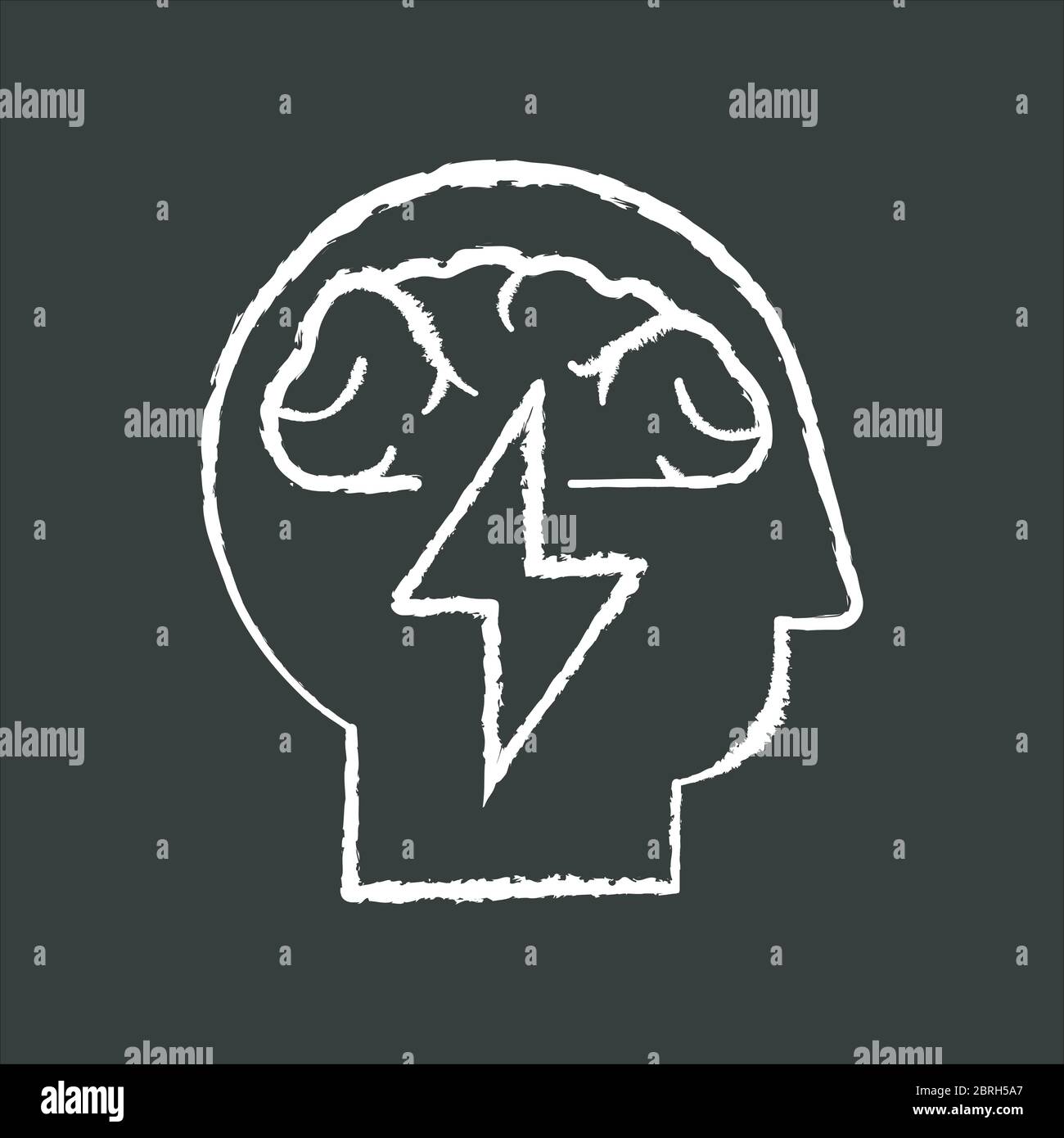 Brainstorming chalk white icon on black background Stock Vector
