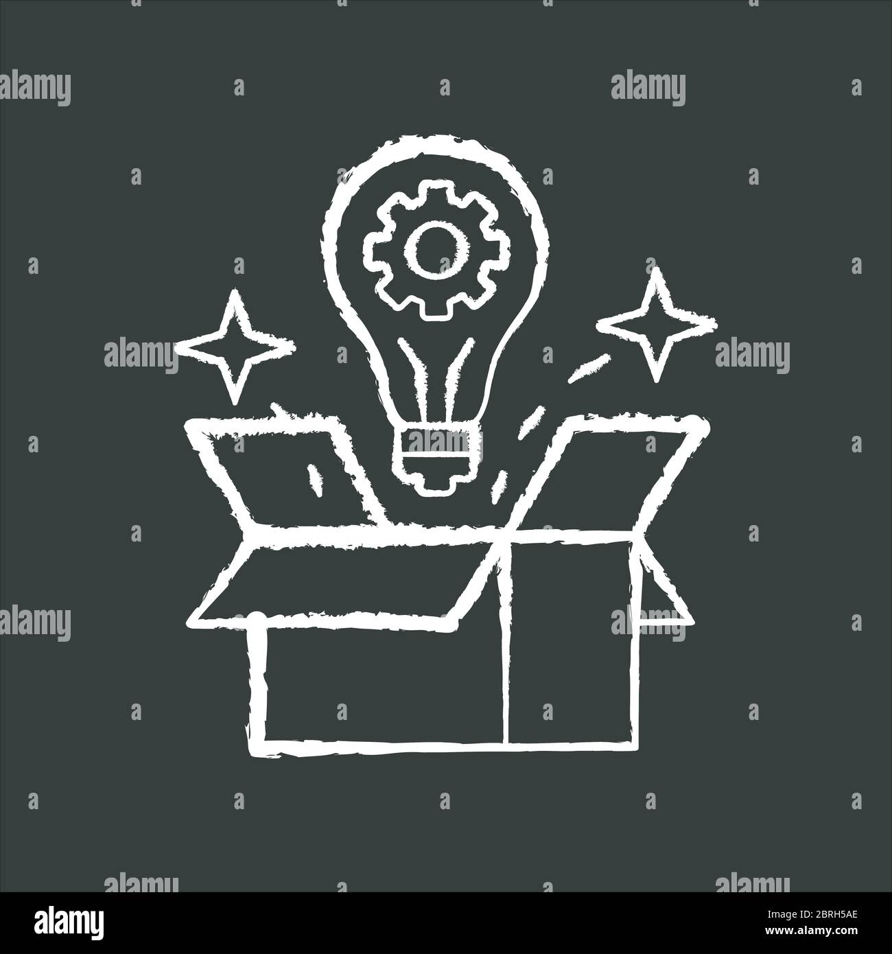 Creative solution chalk white icon on black background Stock Vector