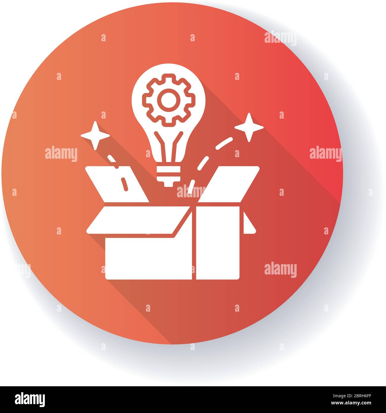 Creative solution red flat design long shadow glyph icon Stock Vector