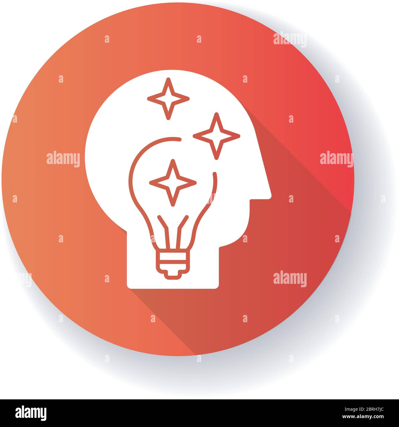Idea generation red flat design long shadow glyph icon Stock Vector