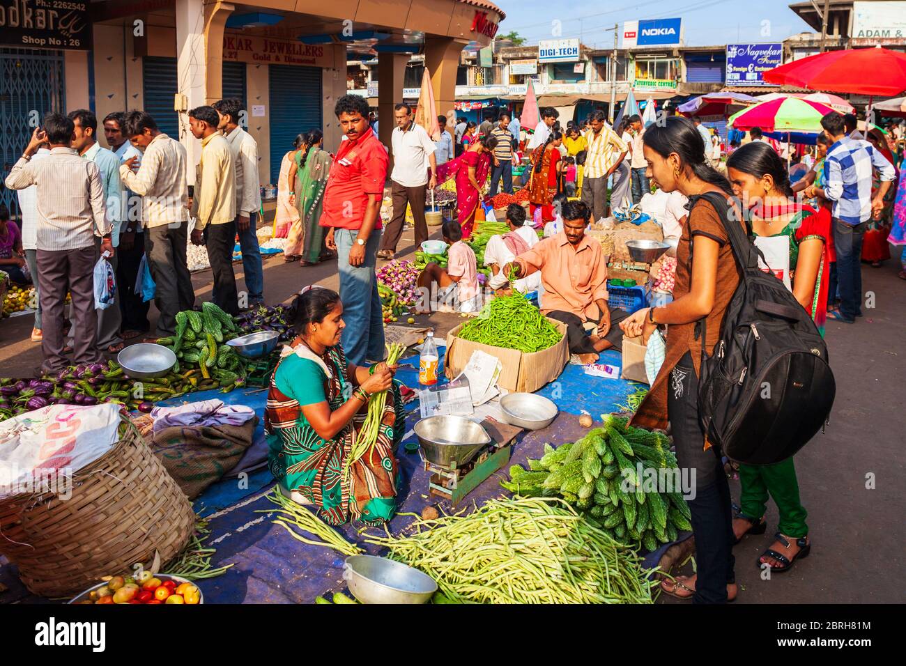 GOA, INDIA - APRIL 06, 2012: Fruts and vegetables at the local market in India Stock Photo