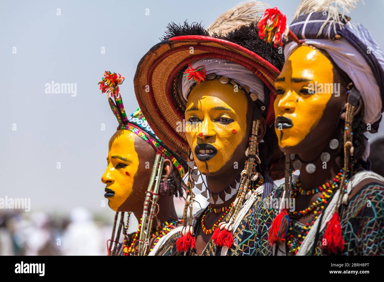 Gerewal Mbororo Wodaabe nomads beauty competition colorful makeup in traditional clothes Stock Photo