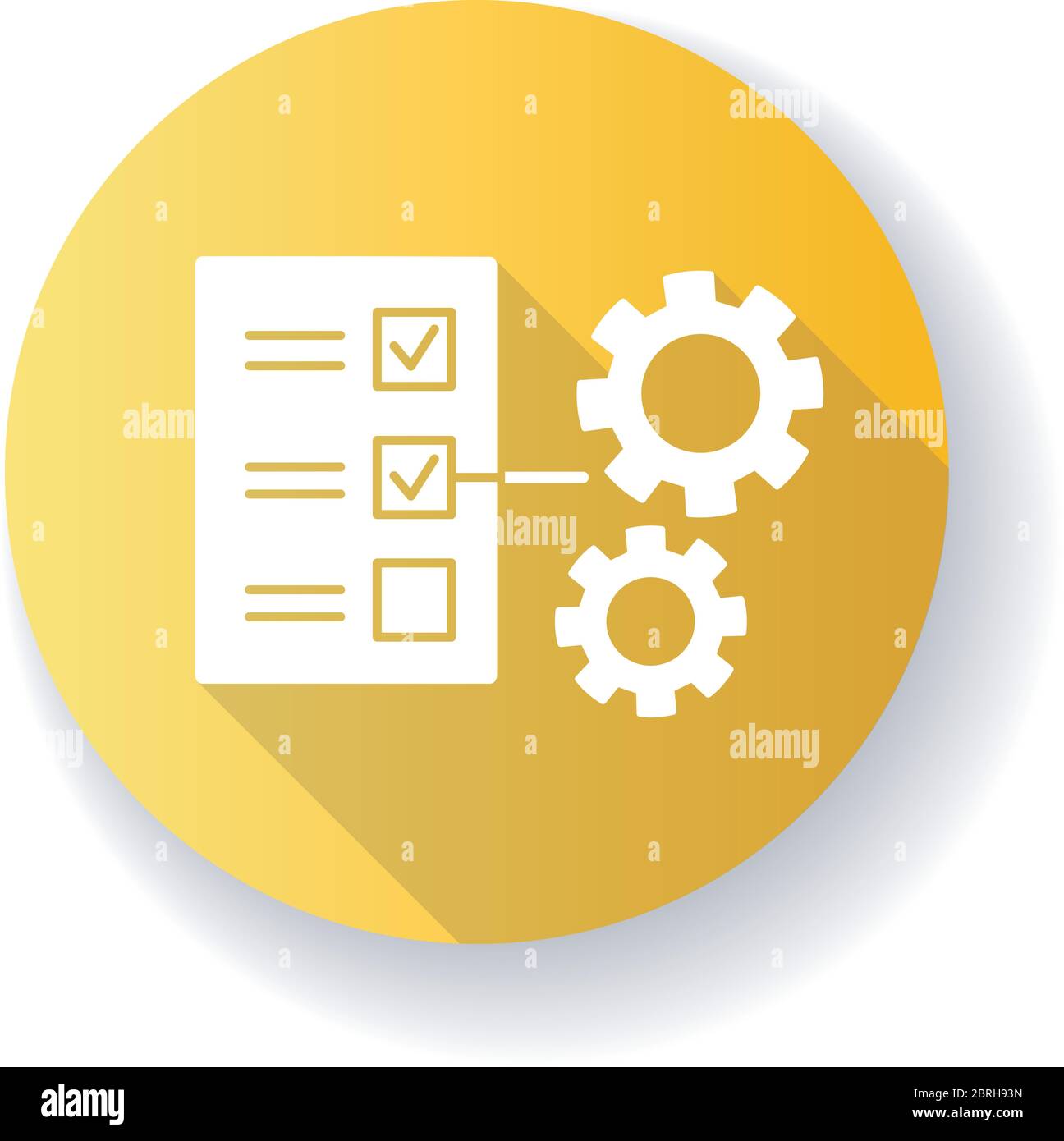 Technical task yellow flat design long shadow glyph icon Stock Vector
