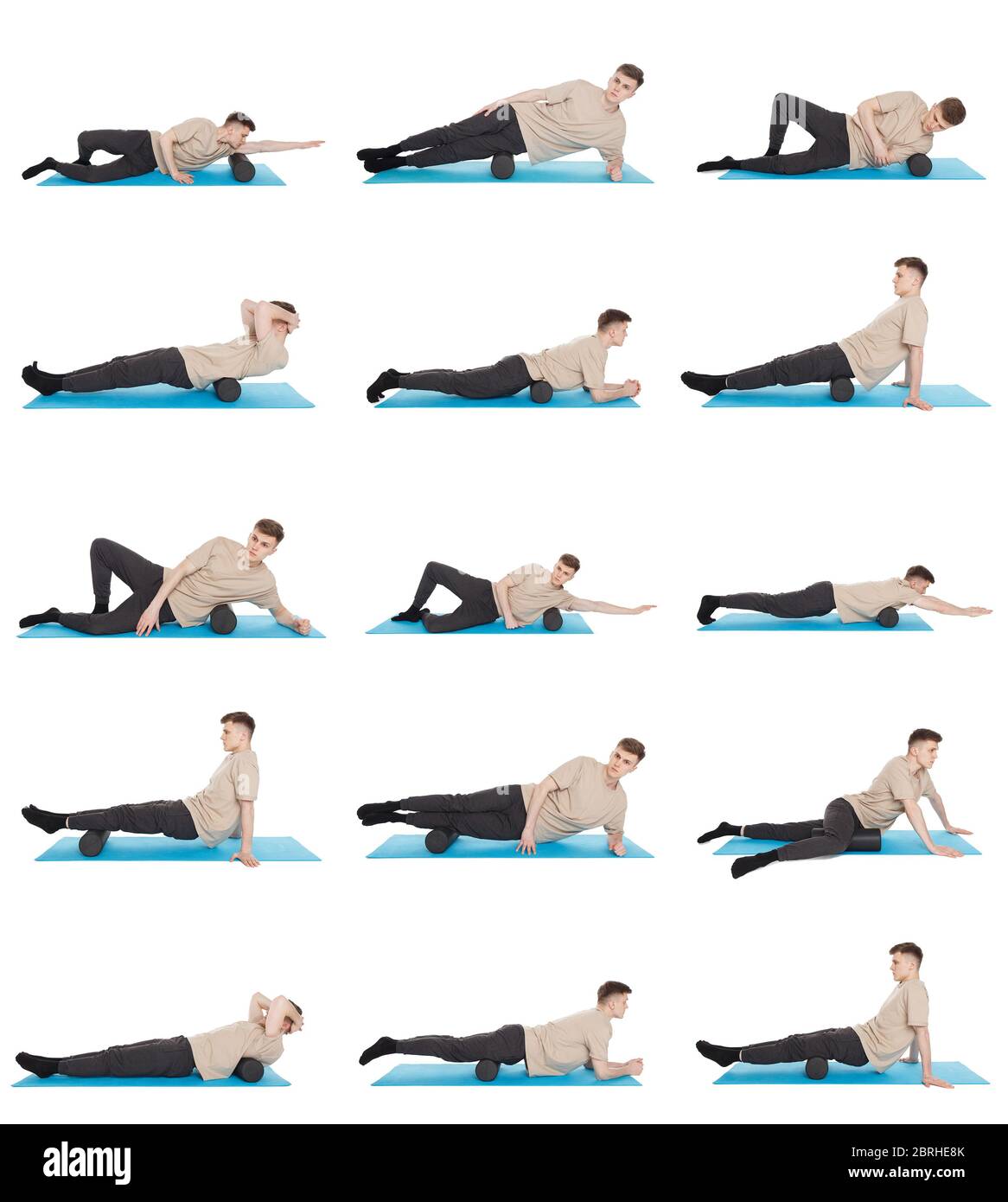 Set Of 15 Exercises Using A Foam Roller For A Myofascial Release Massage Of Trigger Points