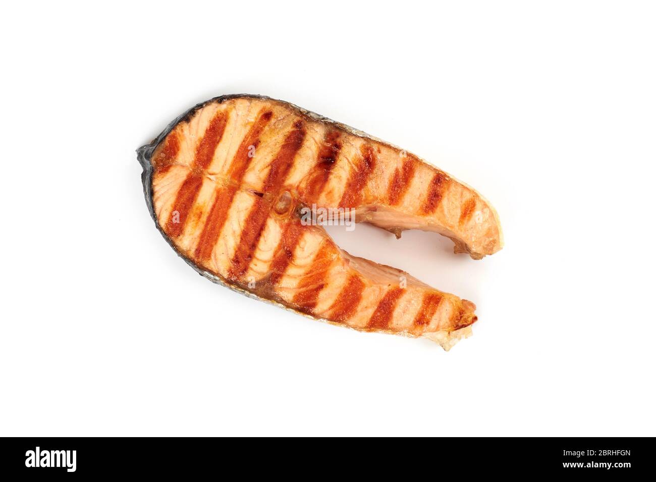 Grilled red fish steak isolated on white background Stock Photo - Alamy
