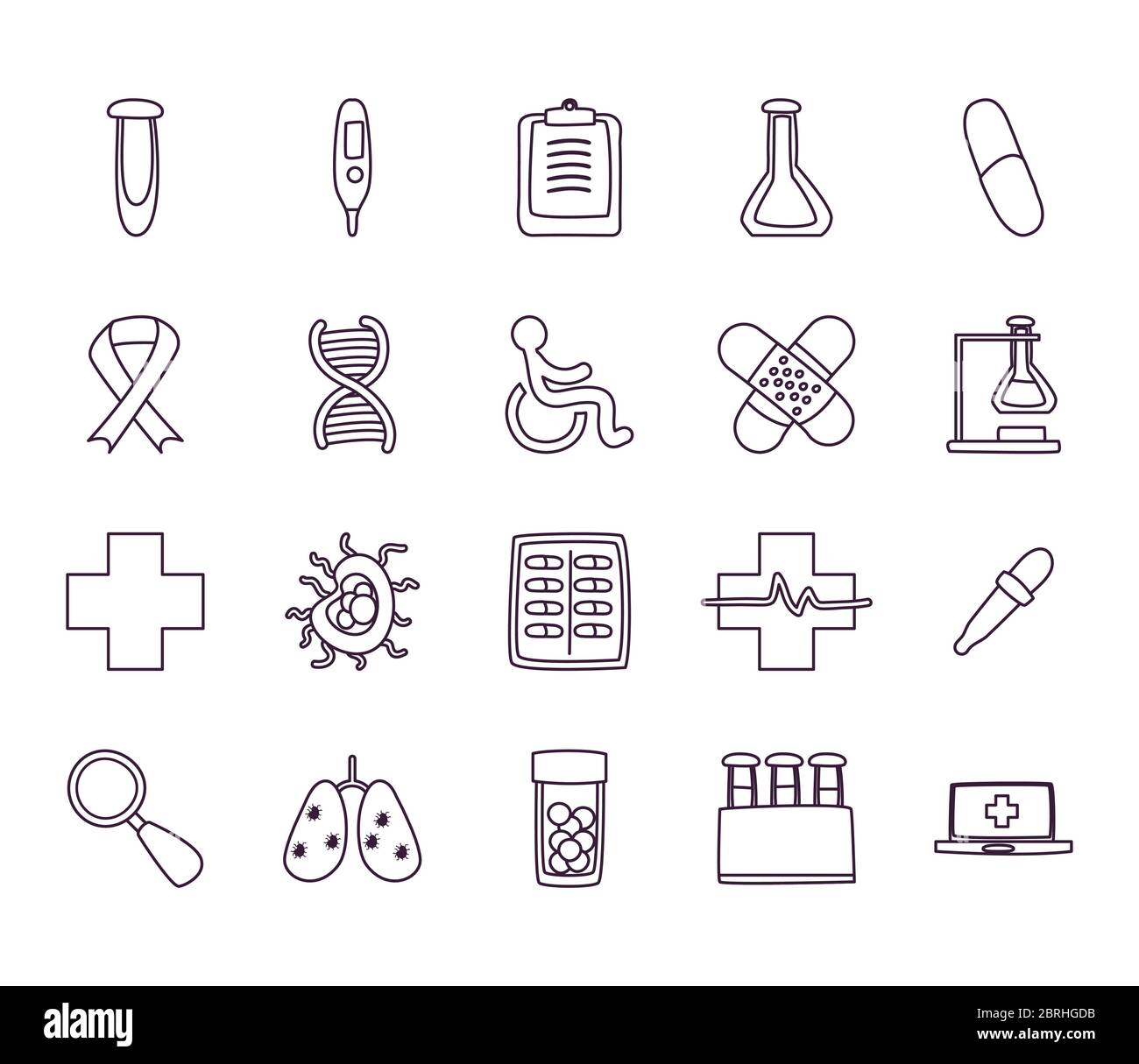 line style icon set design of Medical care health and emergency theme ...