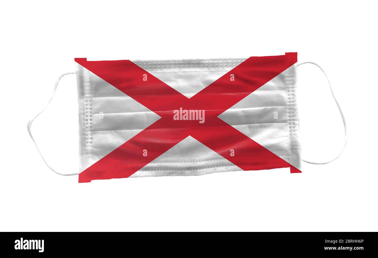 Medical mask with Northern Ireland flag pattern on white background