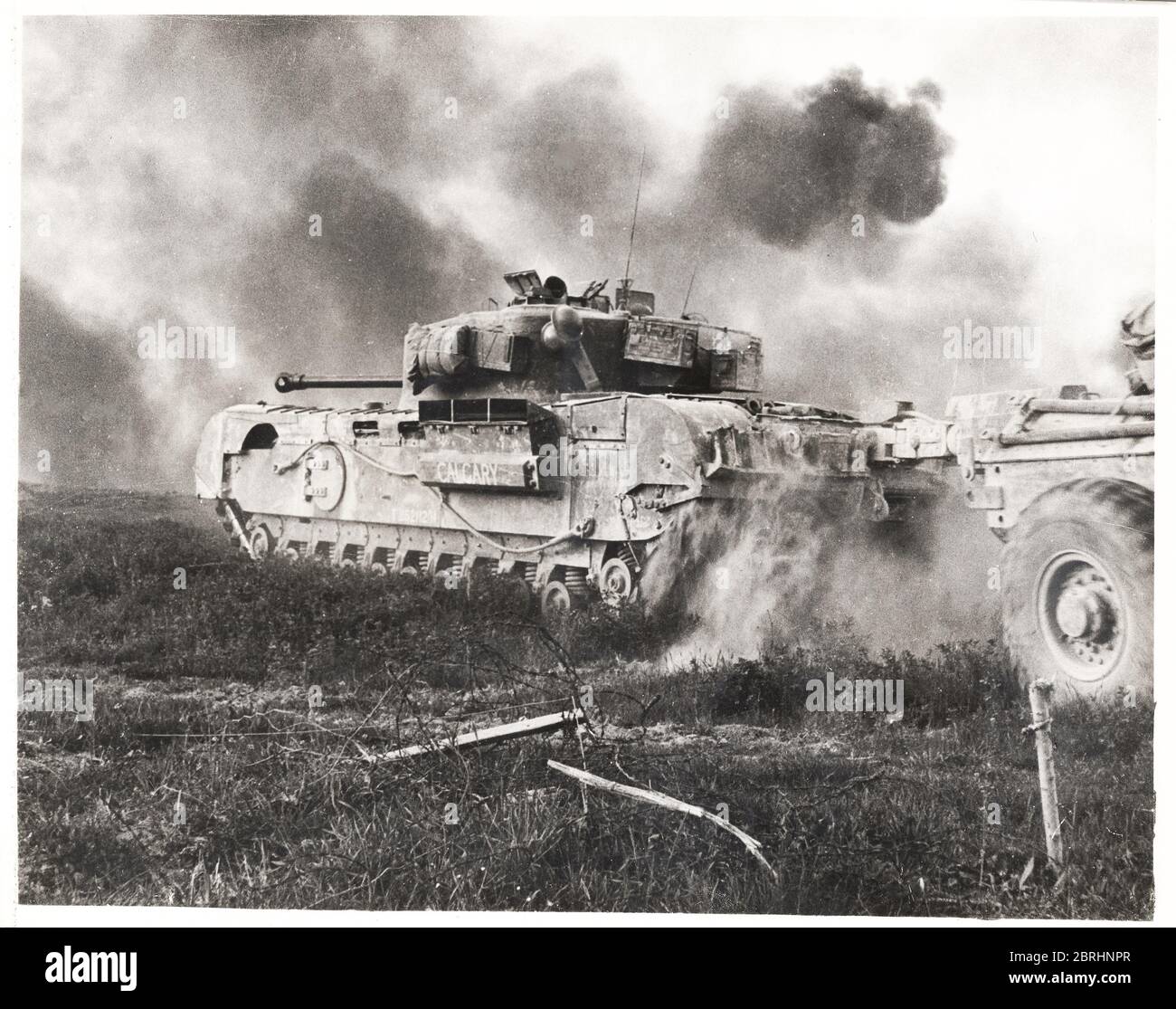Vintage photograph World War II - British Churchill tank, Italian campaign, crossing of the Senio River. Stock Photo