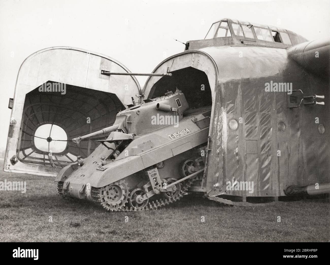 Vintage photograph World War II - T-19 Locust tank emerging from a Hamilcar gilder Stock Photo