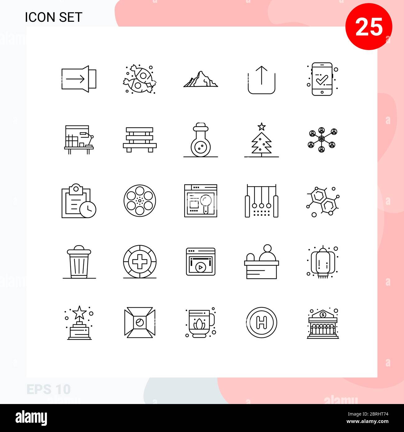 Group Of 25 Modern Lines Set For Mobile Access Approved Landscape Upload Instagram Editable Vector Design Elements Stock Vector Image Art Alamy