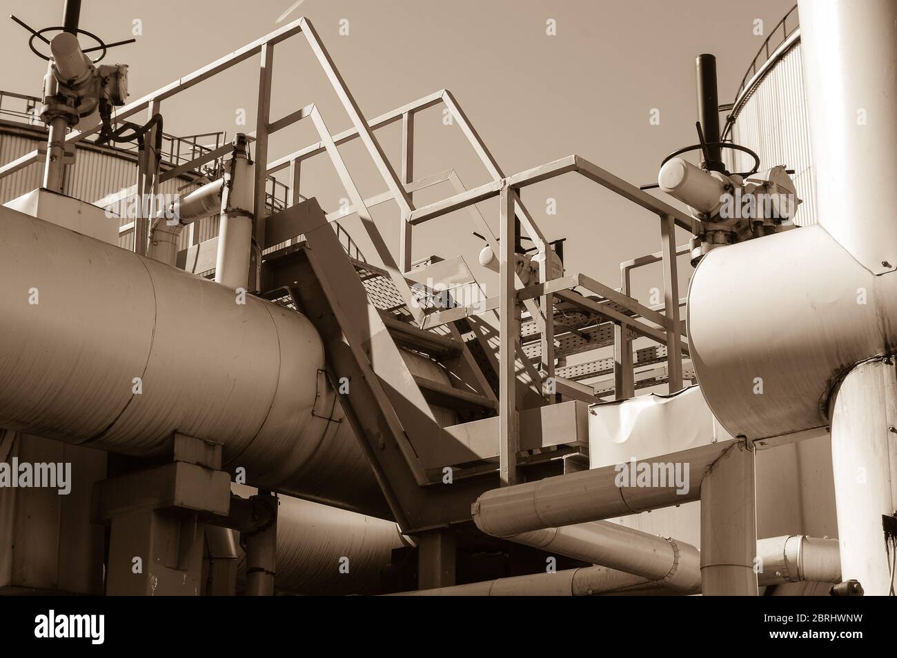 Pipeline and pipe rack of petroleum industrial plant. Offshore Industry ...