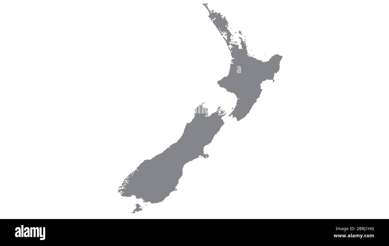 New Zealand map with gray tone on  white background,illustration,textured , Symbols of  New Zealand,for advertising ,promote, TV commercial, ads, web Stock Photo