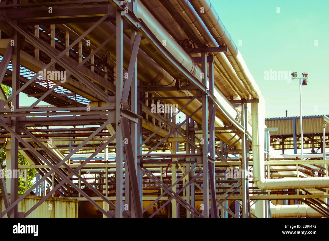 Pipeline and pipe rack of petroleum industrial plant. Offshore Industry ...
