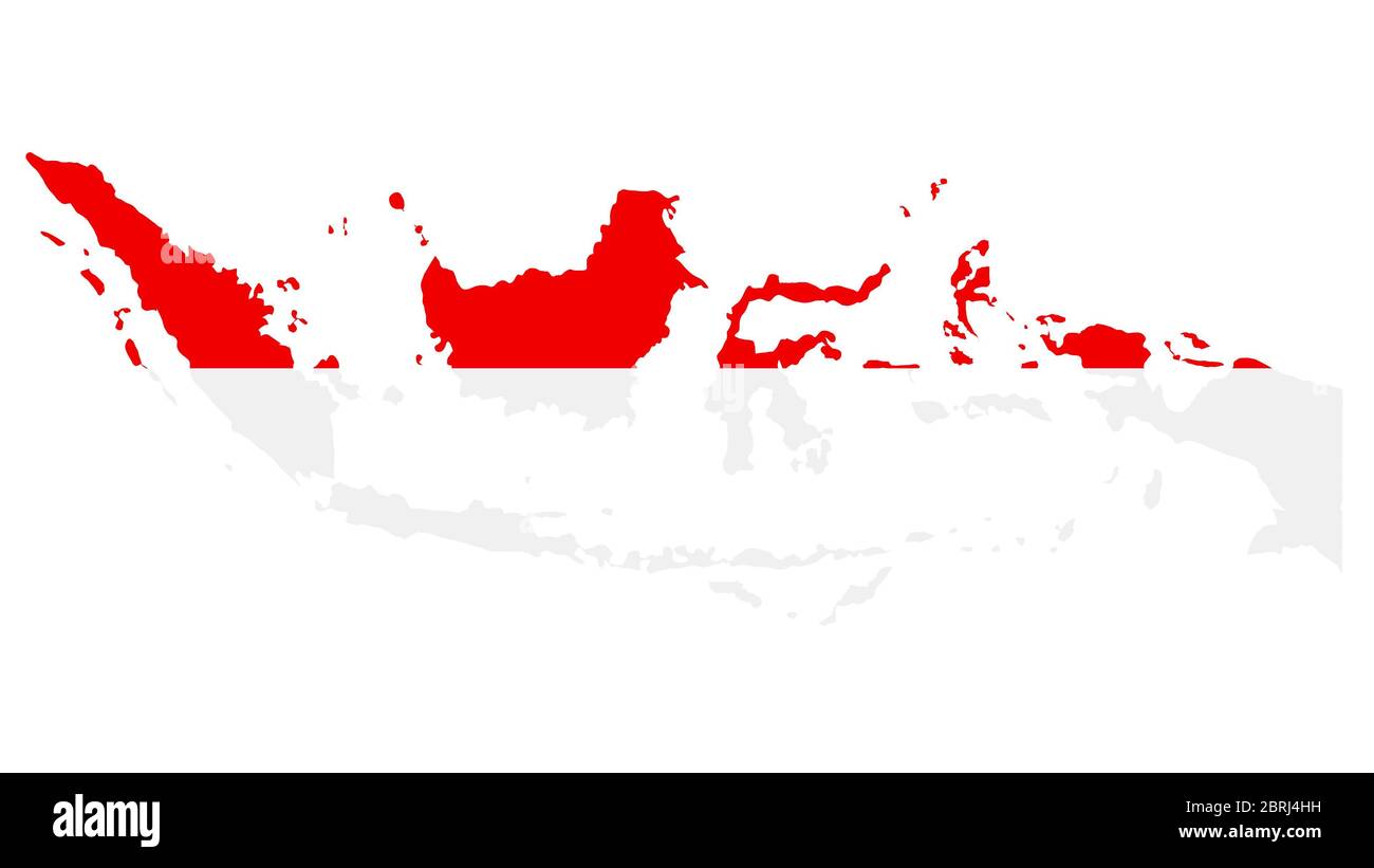 Indonesia map with flag texture on white background, illustration ...