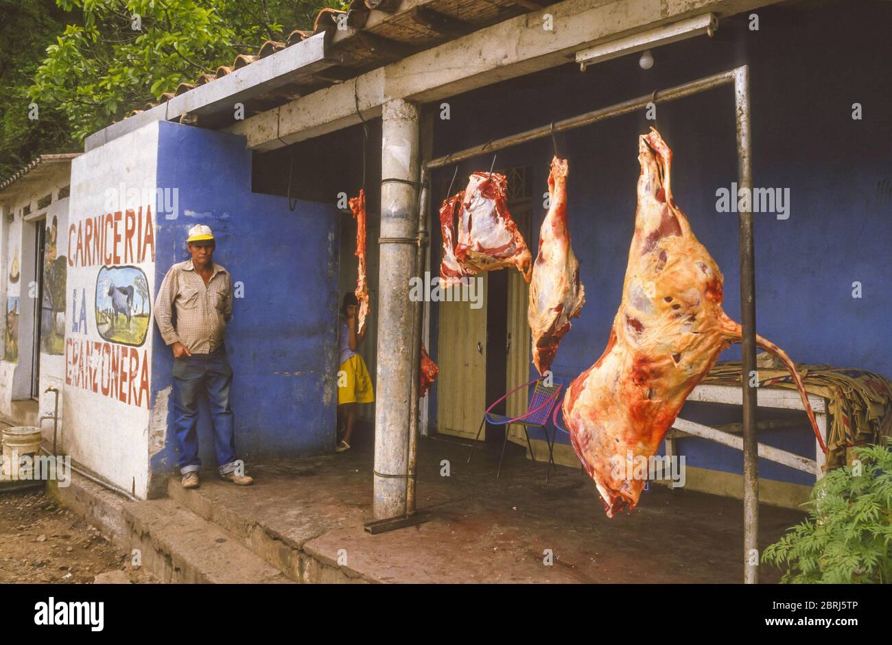 SAN CRISTOBAL, TACHIRA STATE, VENEZUELA - rural butcher shop with meat on display in May 1988. Stock Photo