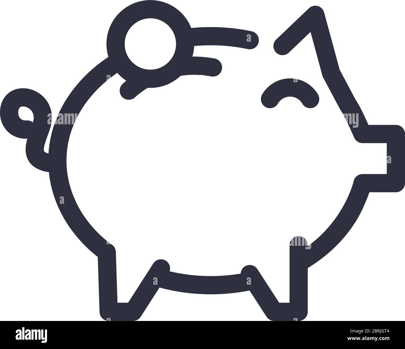 Coin over piggy line style icon of money financial banking commerce and ...