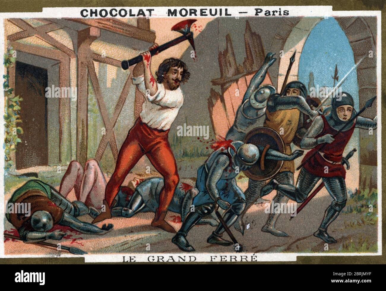 'Representation du Grand Ferre (ou Ferret (vers 1330-vers 1358)  heros picard de la Guerre de Cent Ans' (Hundred years war : Portrait of french heroe Stock Photo