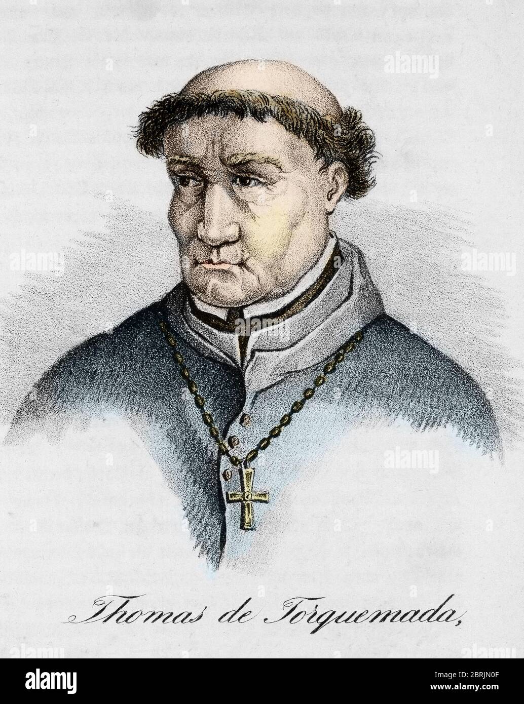 "Portrait de fray Tomas de Torquemada (1420-1498), dominicain et inquisiteur espagnol"" (Portrait of Grand Inquisitor Tomas de Torquemada) Gravure du Stock Photo
