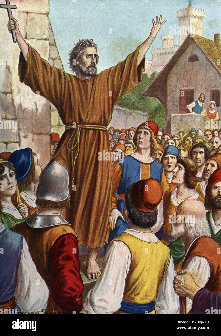 'Dieu le veut' : au concile de Clermont (aujourd'hui Clermont Ferrand (Clermont-Ferrand), en Auvergne), Pierre l'Ermite (1050-1115) preche la premiere Stock Photo