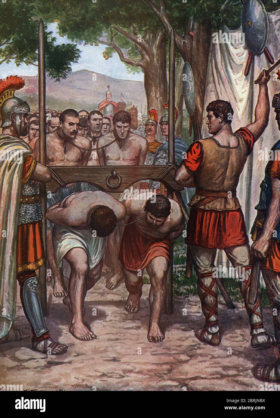 Deuxieme guerre samnite, bataille des Fourches Caudines en 321 avant JC,  l'armee romaine des consuls Tiberius Veturius Calvinus et Spurius Postumius  A Stock Photo - Alamy