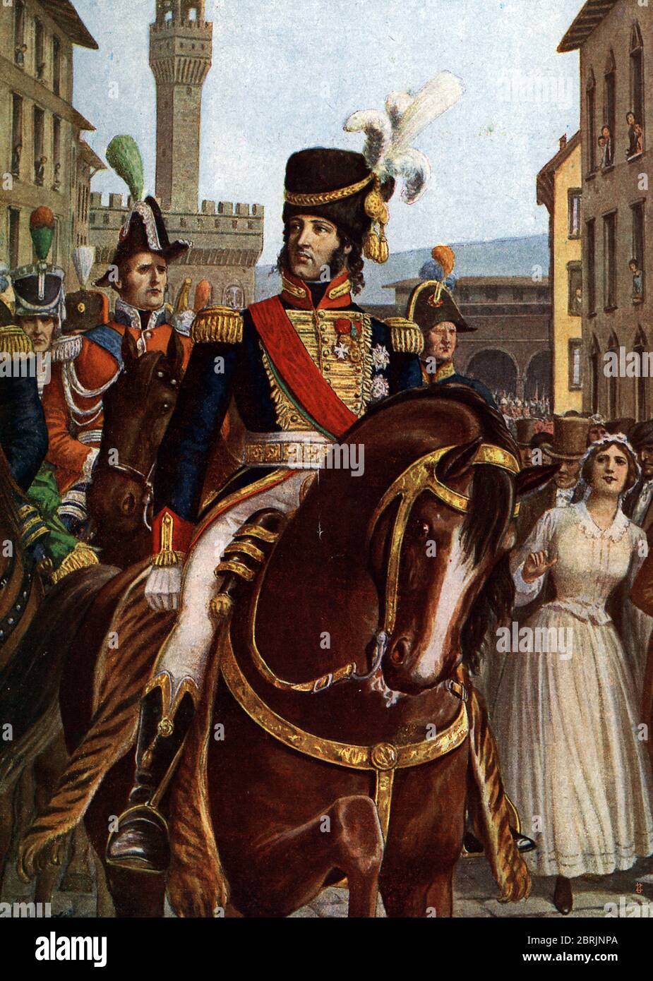 Campagne d'Italie : 'Joachim Murat (1767-1815) rentre dans Florence en janvier 1801' (Gioacchino Murat entering in Florence, January 1801) Illustratio Stock Photo