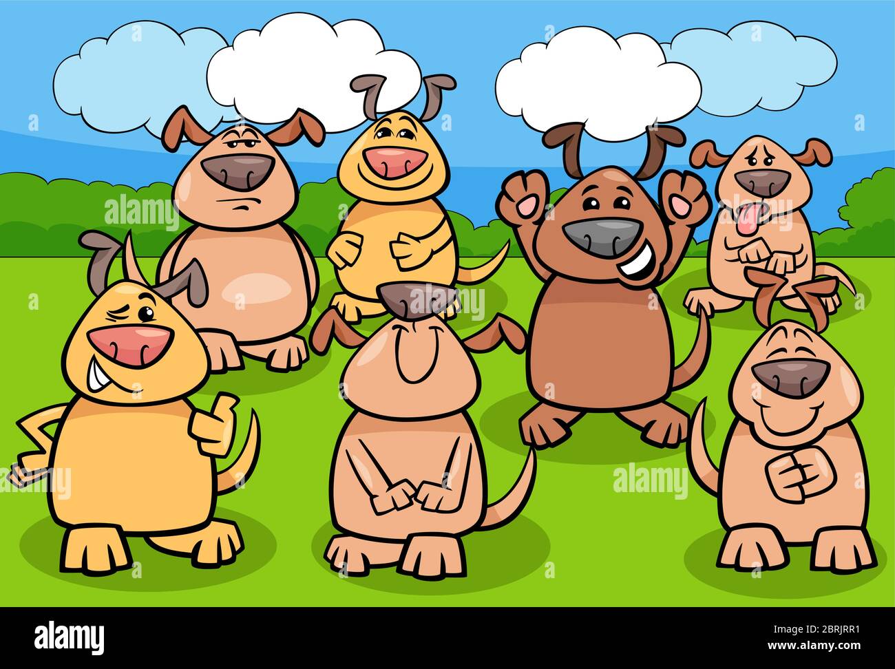 Cartoon Illustration of Funny Dogs and Puppies Animal Characters Group Stock Vector