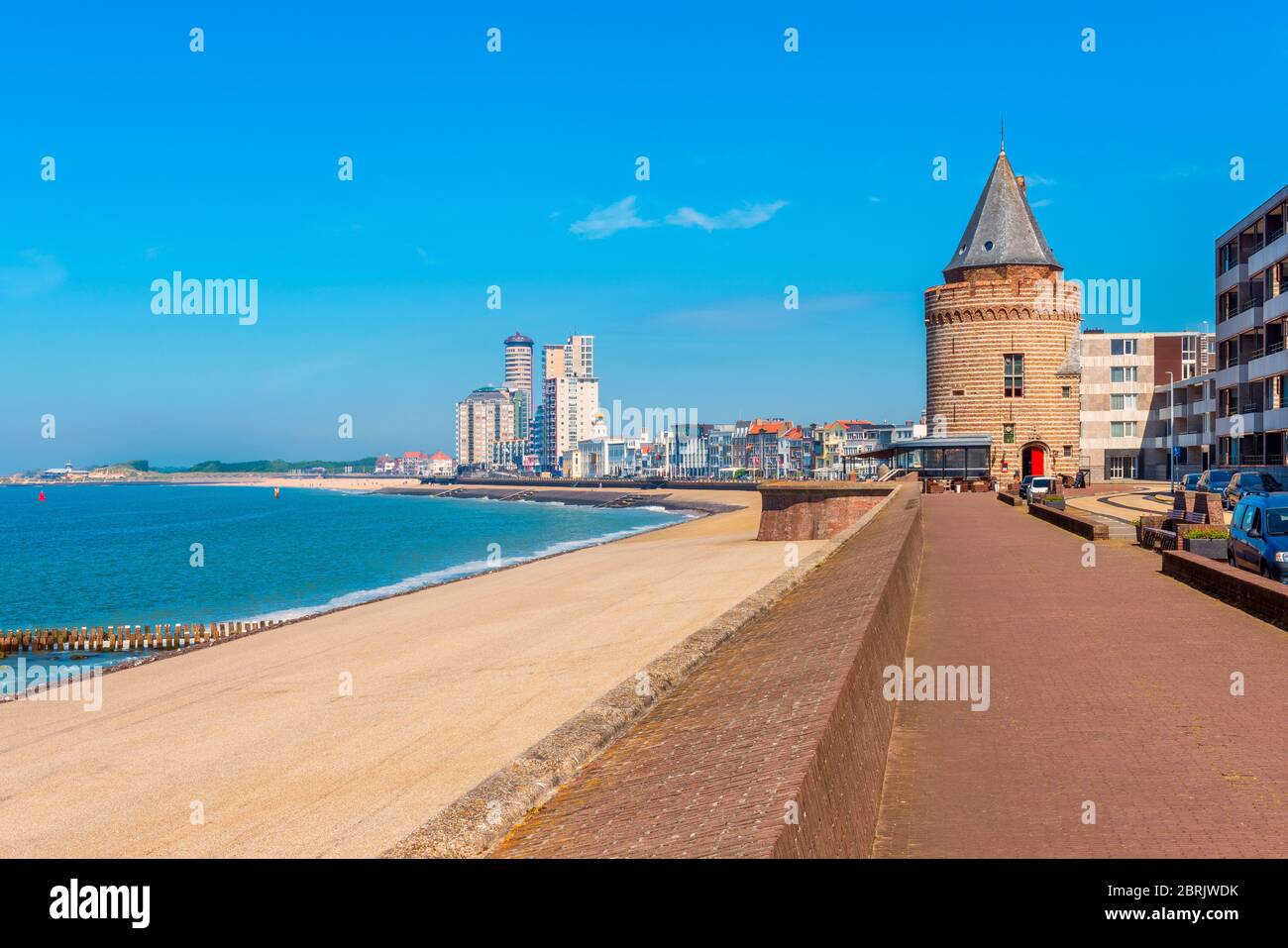 Coastline of Flushing (Dutch: Vlissingen), a city in the Dutch province of Zeeland, Netherlands. Stock Photo