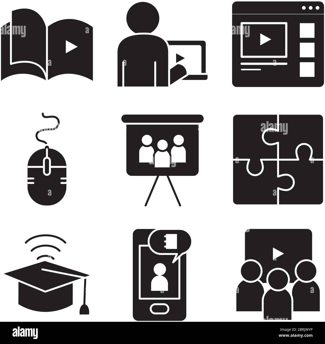 students and online learning icon set over white background, silhouette  style, vector illustration Stock Vector Image & Art - Alamy
