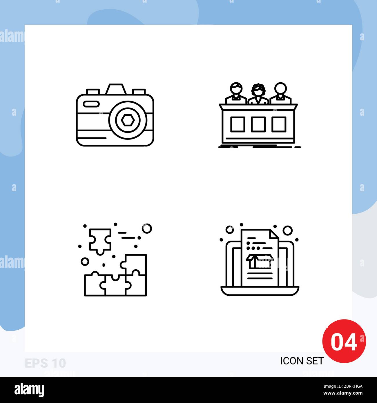 Editable Vector Line Pack Of 4 Simple Filledline Flat Colors Of Camera Cube Competition Judge Jigsaw Puzzle Editable Vector Design Elements Stock Vector Image Art Alamy