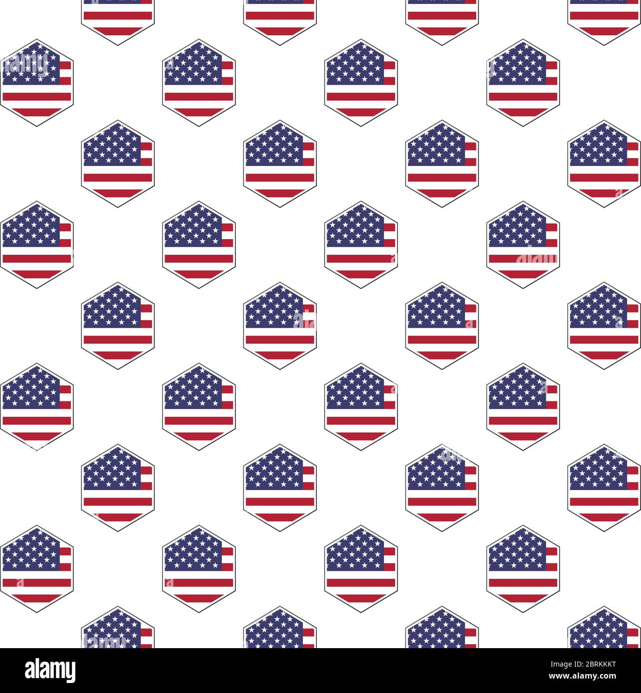 USA Flag Hexagon seamless pattern background. Stock vector illustration isolated Stock Vector