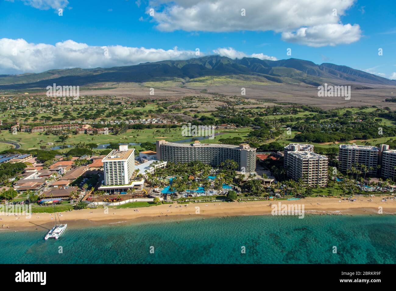 Hawaii maui aerial kaanapali resort hires stock photography and images