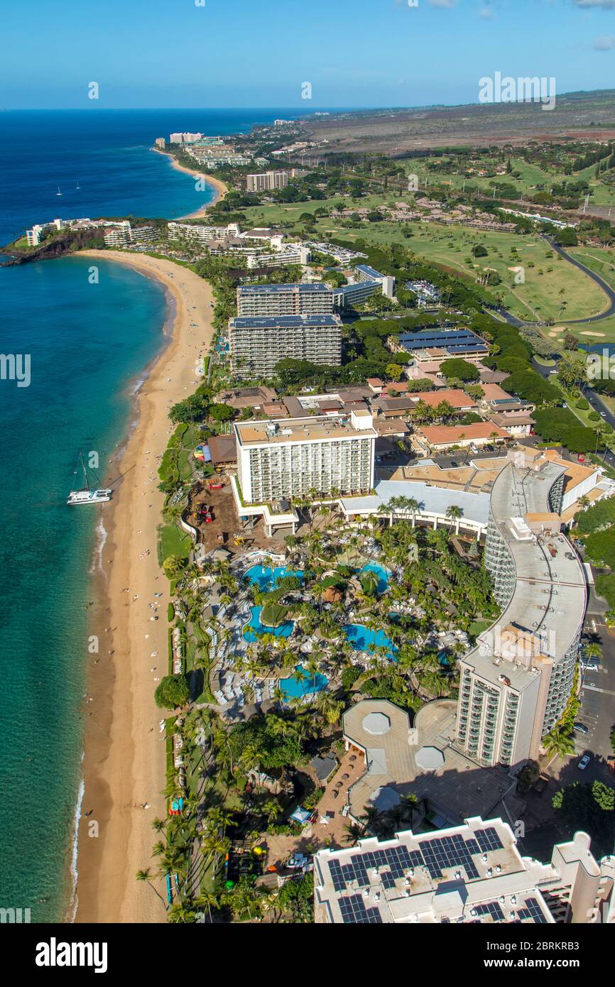 Hawaii Maui Aerial Kaanapali Resort High Resolution Stock Photography ...