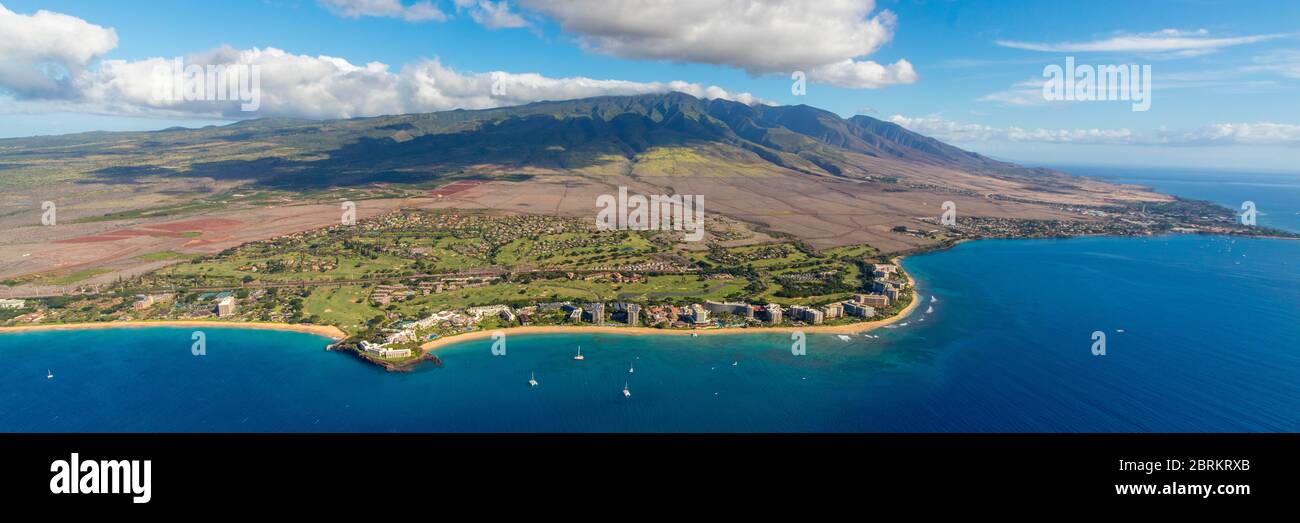 Hawaii maui aerial kaanapali resort hires stock photography and images