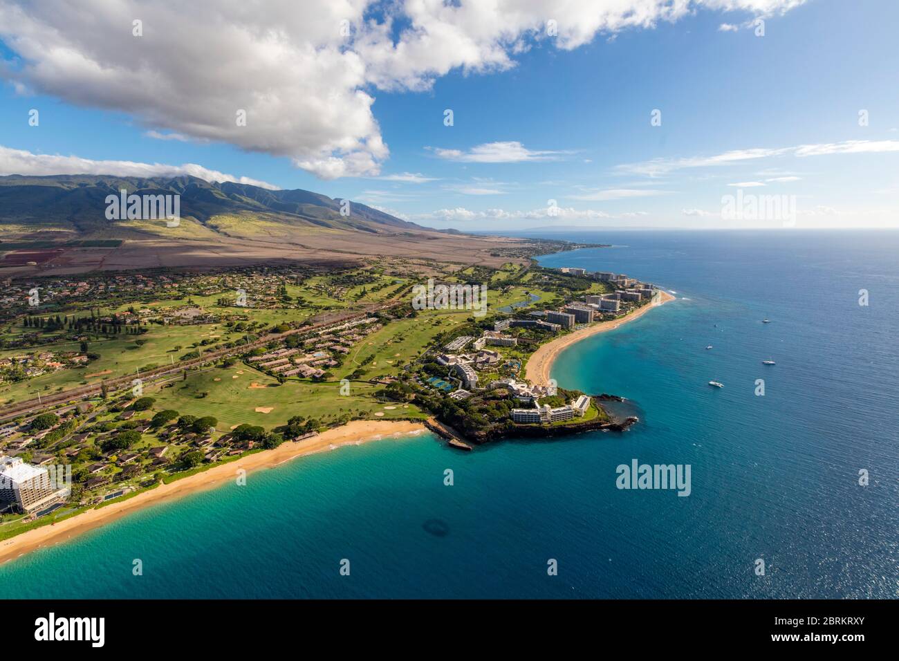 Hawaii maui aerial kaanapali resort hires stock photography and images