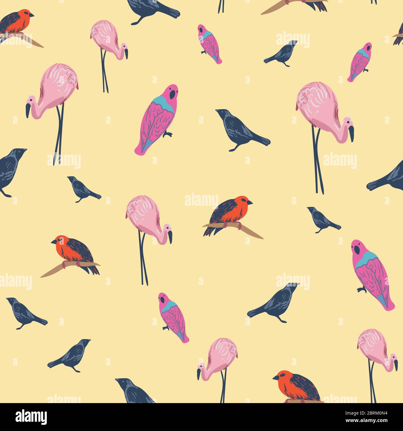 variety of birds seamless vector pattern Stock Vector