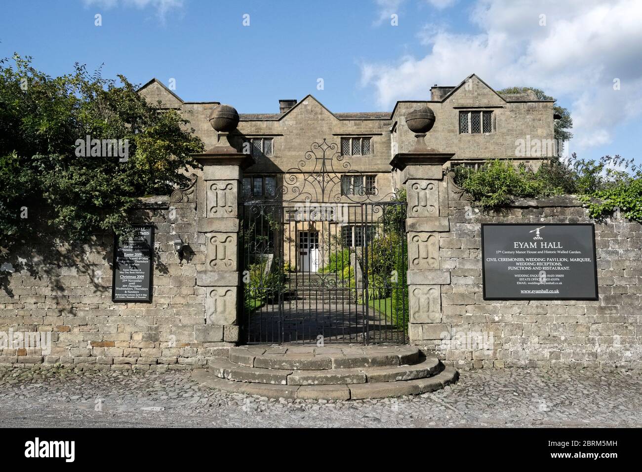 Eyam Hall in the Peak District, Derbyshire England UK, Jacobian styled historic, grade 2 listed building. Stock Photo