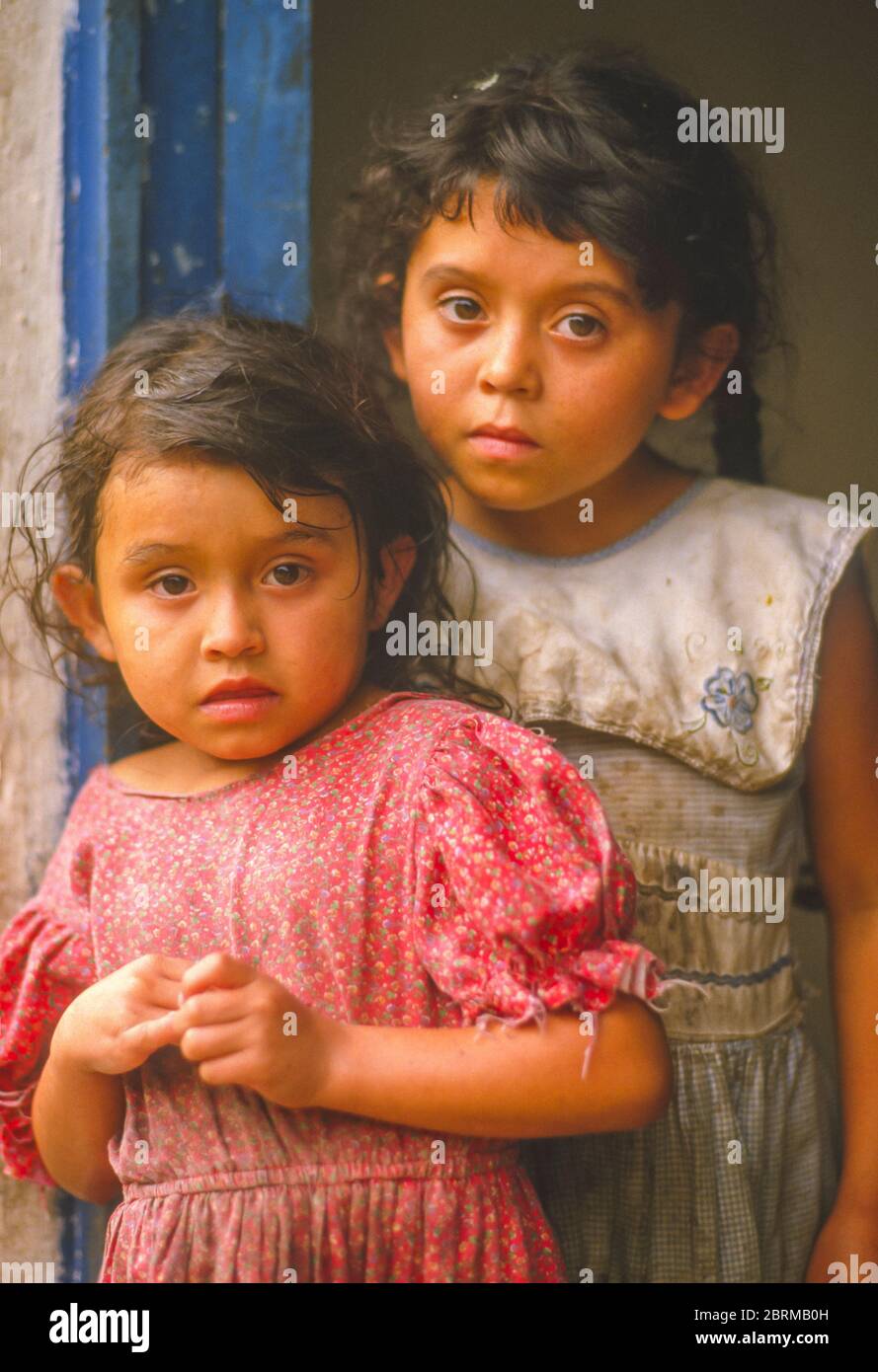 SANTA ANA, TACHIRA STATE, VENEZUELA - Two young girls, children of Colombian workers living in Santa Ana in May 1988. Stock Photo