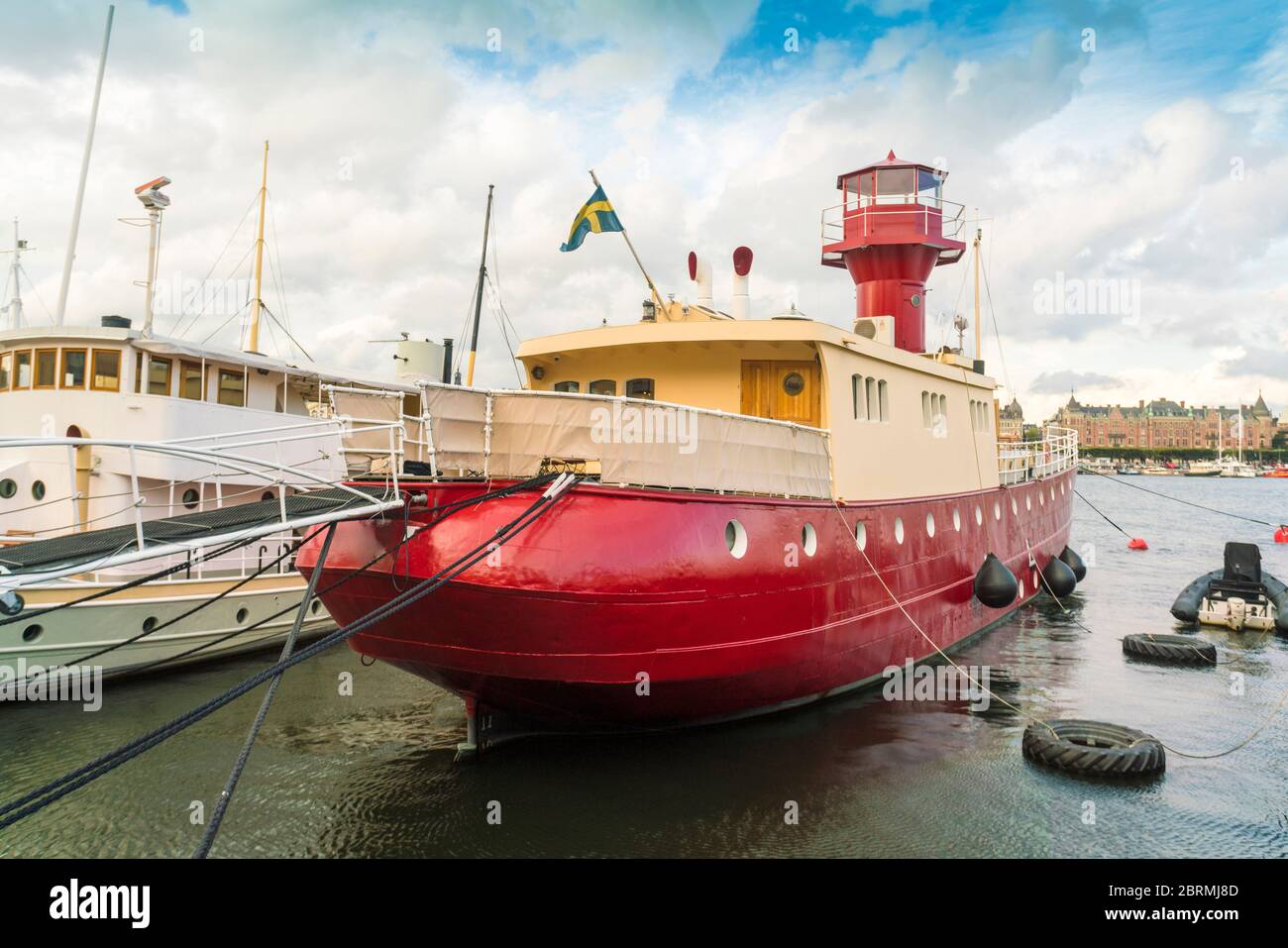 Skeppsholmsgarden openair museum with historic ships Stock Photo
