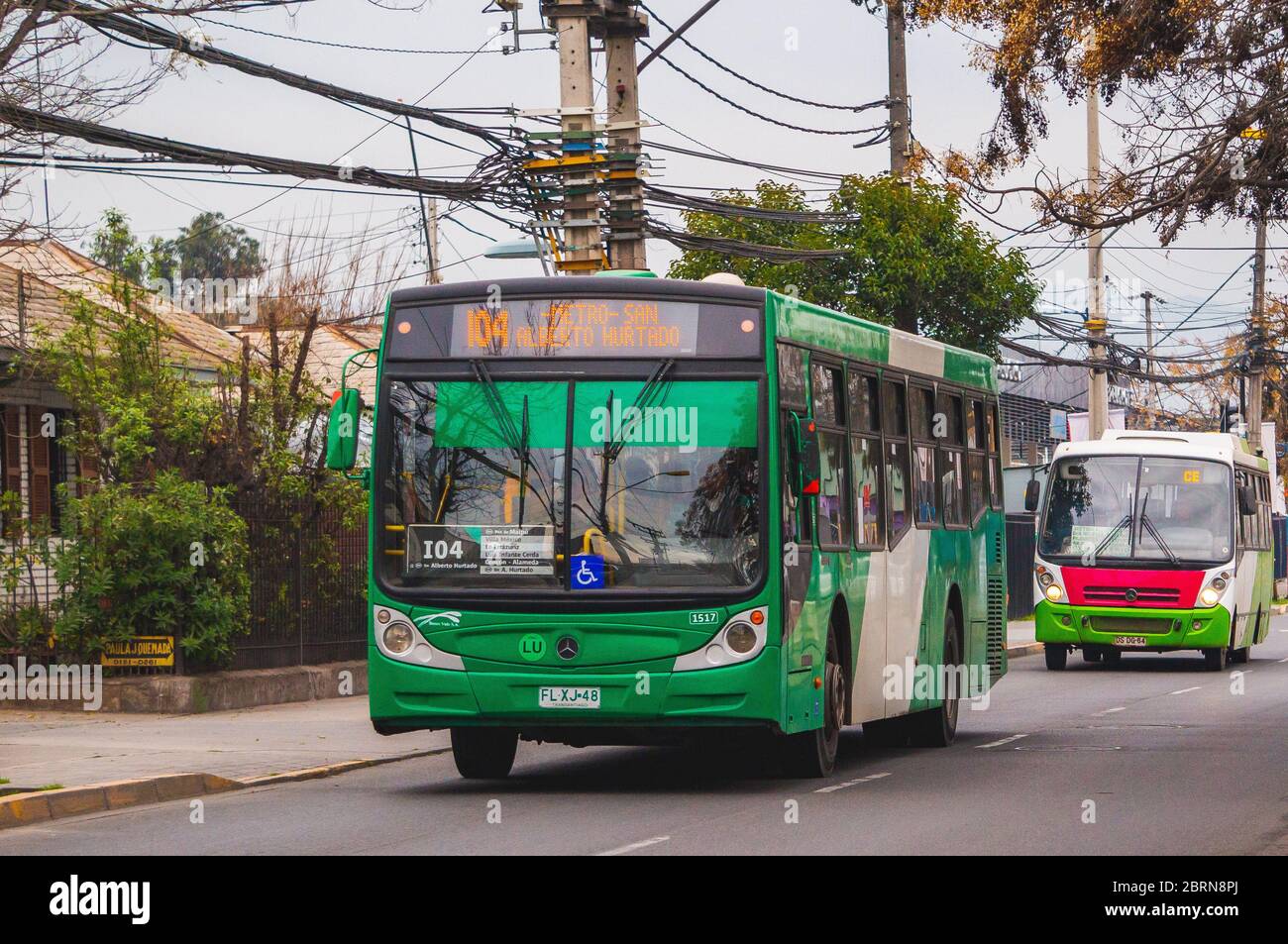 Santiago, Chile - July 2016: A Transantiago bus in Santiago Stock Photo
