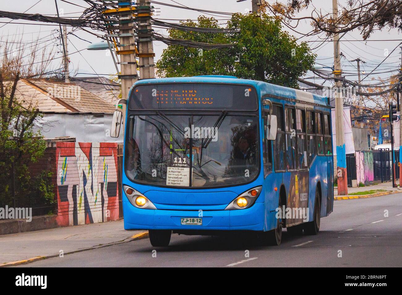 Santiago, Chile - July 2016: A Transantiago bus in Santiago Stock Photo