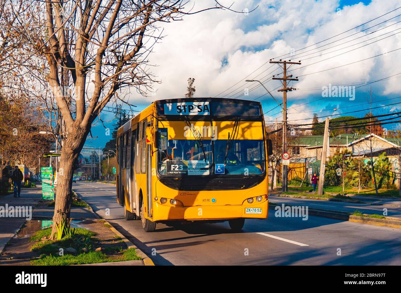 Santiago, Chile - July 2016: A Transantiago bus in Santiago Stock Photo