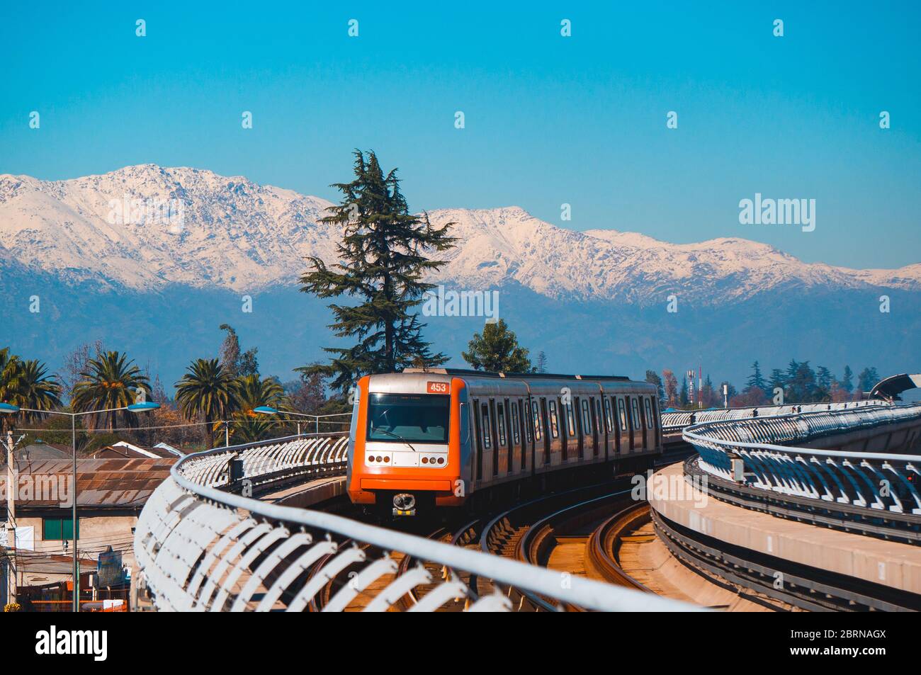 Santiago, Chile - July 2016: A Metro de Santiago Train at Line 4 Stock Photo