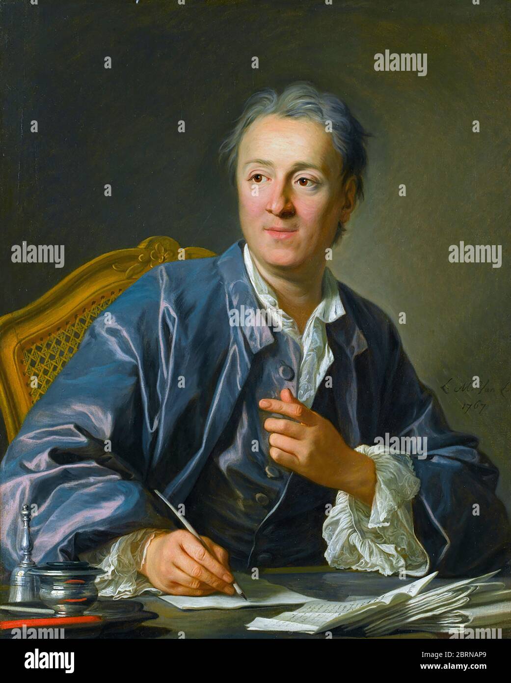 Portrait of Denis Diderot (1713-1784) French philosopher, novelist and editor of the Encyclopédie,  Artist Louis-Michel van Loo (1707 – 1771) , Year 1767 Stock Photo