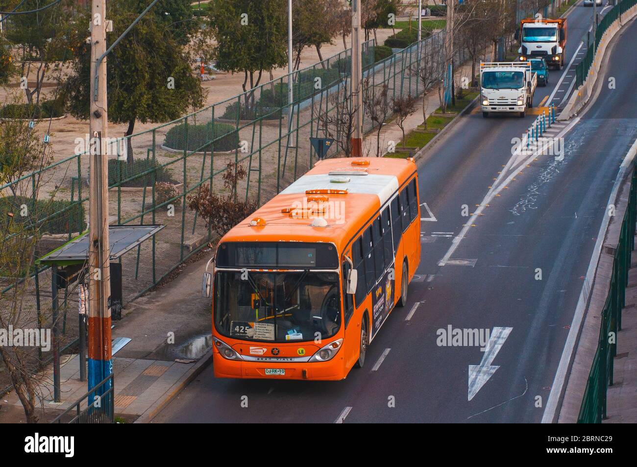 Santiago, Chile - July 2016: A Transantiago bus in Santiago Stock Photo
