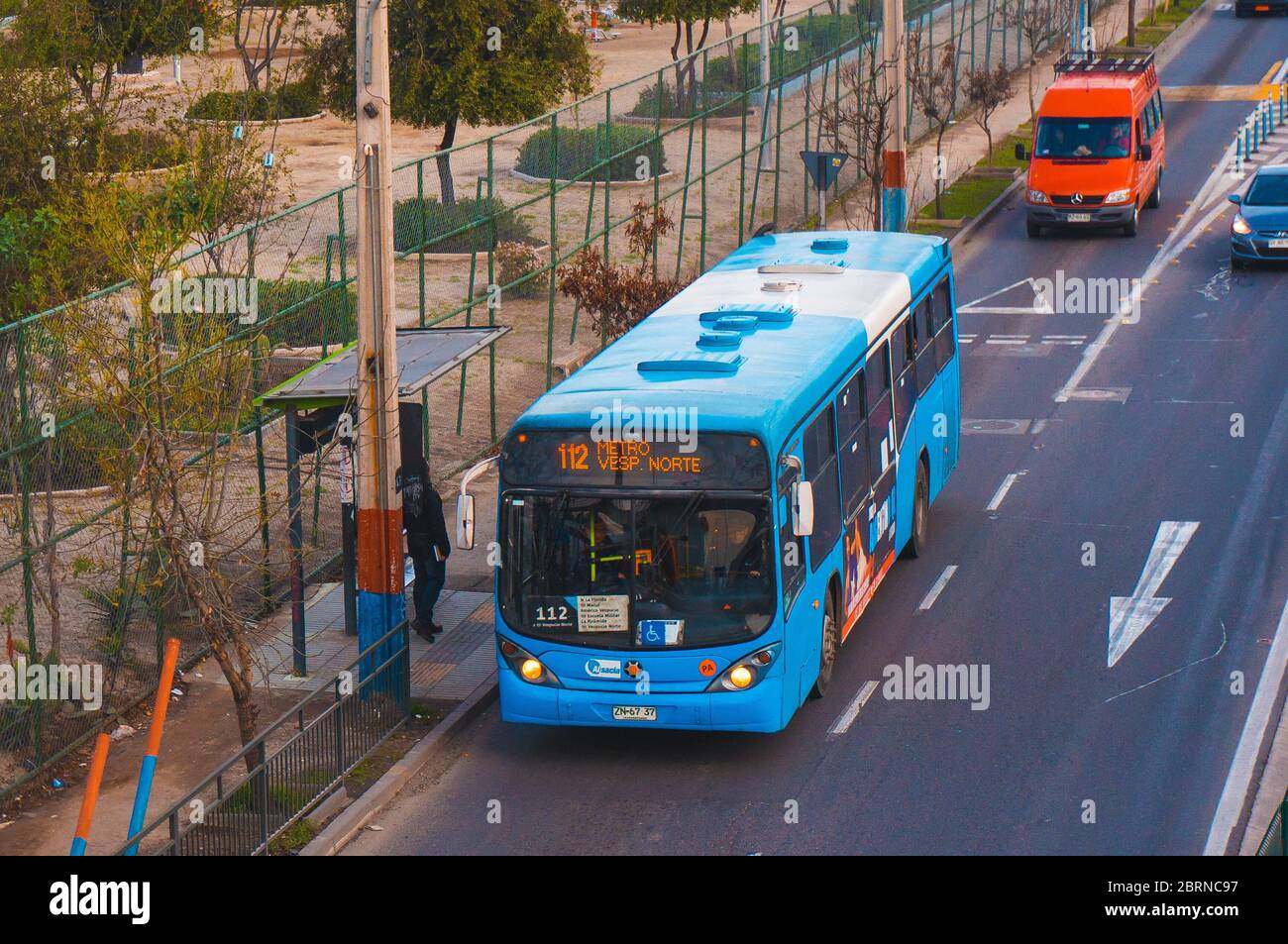 Santiago, Chile - July 2016: A Transantiago bus in Santiago Stock Photo