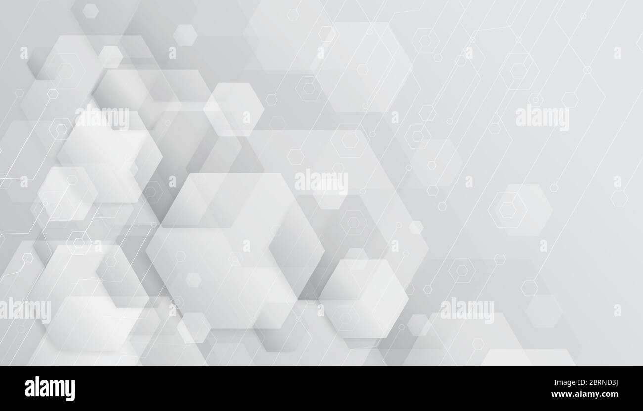 Abstract geometric white and grey hexagonal design background. Stock Vector