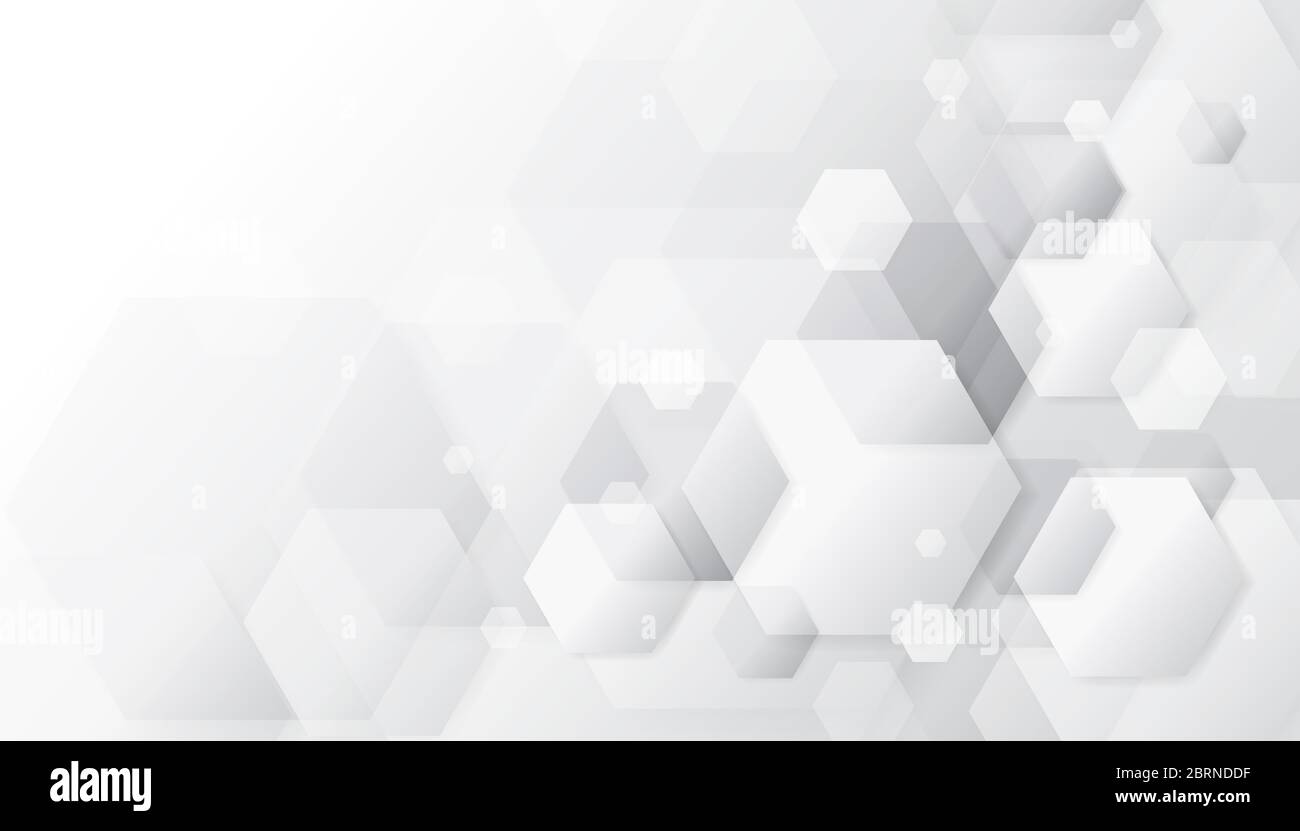 Abstract geometric white and grey hexagonal design background. Stock Vector
