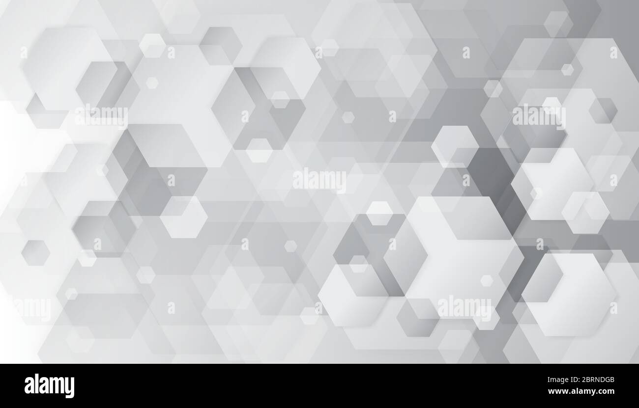 Abstract geometric white and grey hexagonal design background. Stock Vector