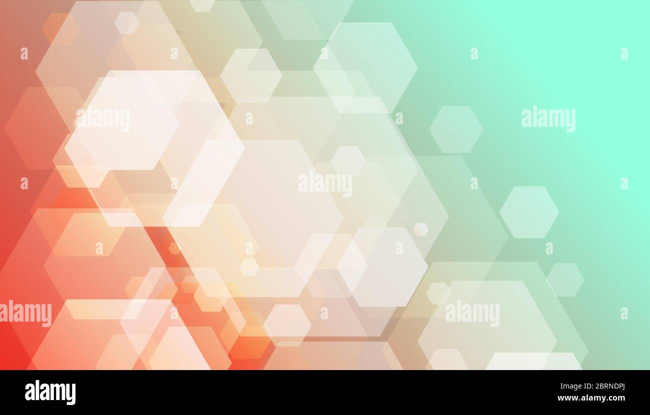 Abstract geometric orange and green hexagonal design background. Stock Vector
