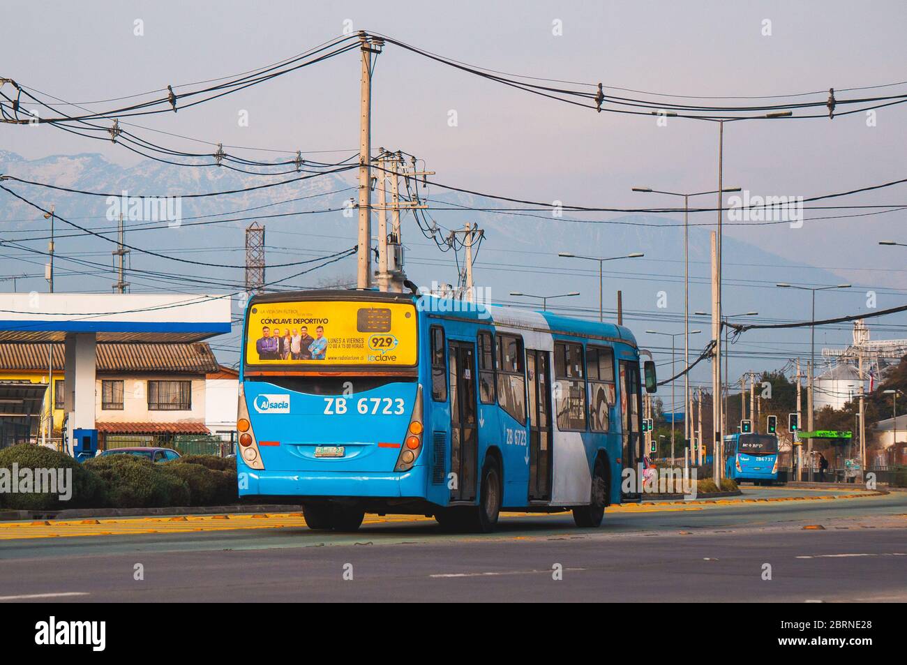 Santiago, Chile - July 2016: A public transport bus in Santiago Stock Photo